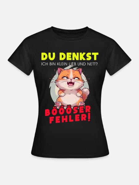 Katze Tshirt Kinder Frauen Witzig Klein Sarkasmus - Frauen T-Shirt - Schwarz