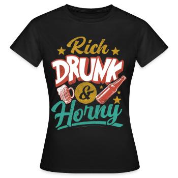 Riche, ivre et excité - T-shirt Femme - noir - Devant - AI Model Female 172 dark (172cm)