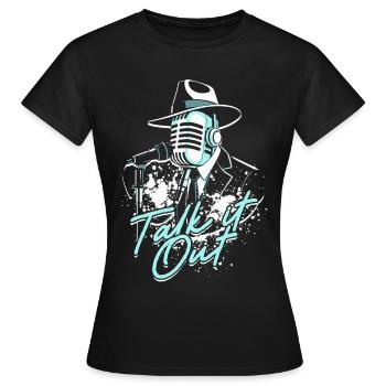 Podcast Podcaster Podcasting - Frauen T-Shirt - Schwarz - Vorne - AI Model Female 172 dark (172cm)