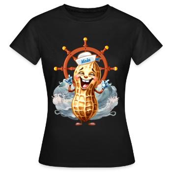 Erdnuss fröhlich Steuermann segeln Seemann Matrose - Frauen T-Shirt - Schwarz - Vorne - AI Model Female 172 dark (172cm)