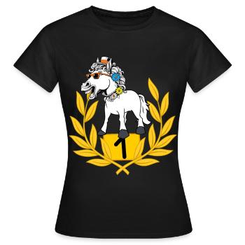 lustig spaßig Siegerehrung Pferd Pferde Reiterin - Frauen T-Shirt - Schwarz - Vorne - AI Model Female 172 dark (172cm)