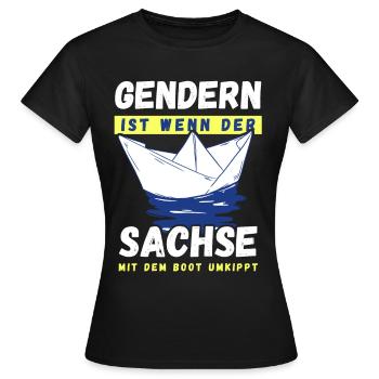 Gendern Tshirt Herren Damen Lustig Witzig Spruch - Frauen T-Shirt - Schwarz - Vorne - AI Model Female 172 dark (172cm)