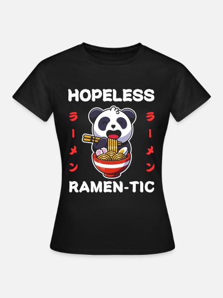 Panda Ramen Noodles Chibi Asia Noodle Soup Anime - Women's T-Shirt - black