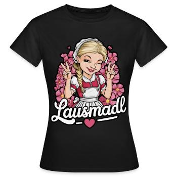 Lausmadl Tracht Dirndl Ersatz - Frauen T-Shirt - Schwarz - Vorne - AI Model Female 172 dark (172cm)