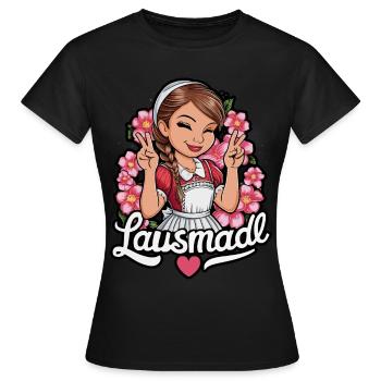 Lausmadl Tracht Dirndl Ersatz - Frauen T-Shirt - Schwarz - Vorne - AI Model Female 172 dark (172cm)