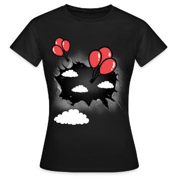 Nuages Nuage Ballons Célestes Ballon Vol - T-shirt Femme - noir - Devant - AI Model Female 172 dark (172cm)