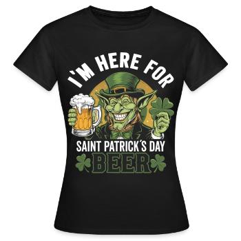 Saint-Patrick Bière Leprechaun Kobold Bier - T-shirt Femme - noir - Devant - AI Model Female 172 dark (172cm)