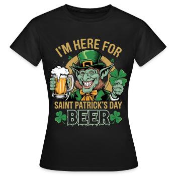 Saint-Patrick Bière Leprechaun Kobold Bier - T-shirt Femme - noir - Devant - AI Model Female 172 dark (172cm)