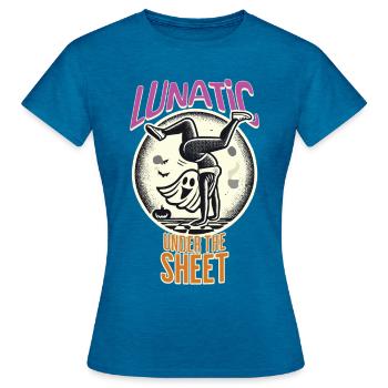 Lustiges Gespenster Design Last Minute Kostüm - Frauen T-Shirt - Antikblaues Saphir meliert - Vorne - AI Model Female 172 dark (172cm)