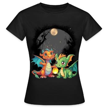 dragon mystique dragon conte de fées personnage de conte de fées - T-shirt Femme - noir - Devant - AI Model Female 172 dark (172cm)