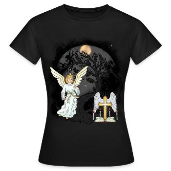 Ange Mystique Croix Croix Crucifix Spirituel - T-shirt Femme - noir - Devant - AI Model Female 172 dark (172cm)