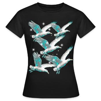 Maritim Möwe Möwen Seevögel - Frauen T-Shirt - Schwarz - Vorne - AI Model Female 172 dark (172cm)