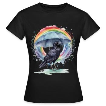 Rainbow Crow Crows Corbeau Corbeau Parapluie - T-shirt Femme - noir - Devant - AI Model Female 172 dark (172cm)