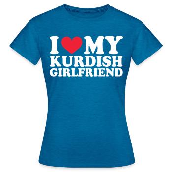 Kurde Petite amie Petite amie Relation Couple Amour - T-shirt Femme - bleu saphir antique chiné - Devant - AI Model Female 172 dark (172cm)