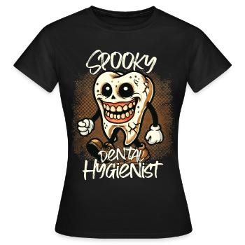 Spooky Zahnhygieniker Halloween Zahn - Frauen T-Shirt - Schwarz - Vorne - AI Model Female 172 dark (172cm)