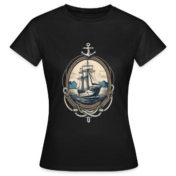 Discover freedom on the high seas - Women's T-Shirt - black - Front - AI Model Female 172 dark (172cm)