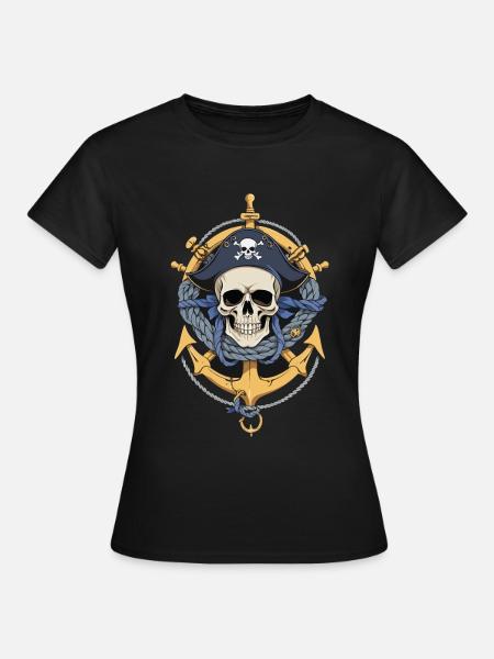 Drapeaux de pirate crâne Jolly Roger costume de pirate - T-shirt Femme - noir