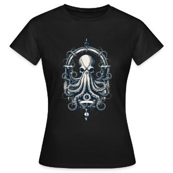 Krake Seeungeheuer Hobby Fischer Seefahrer - Frauen T-Shirt - Schwarz - Vorne - AI Model Female 172 dark (172cm)