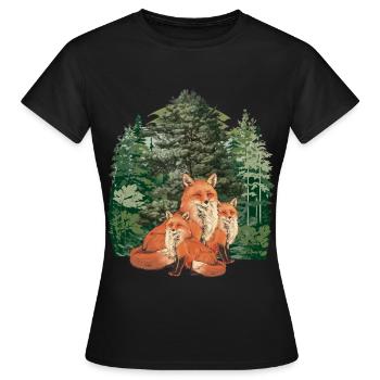 Forêt Animaux de la forêt Habitants de la forêt Renard Renards Nature - T-shirt Femme - noir - Devant - AI Model Female 172 dark (172cm)
