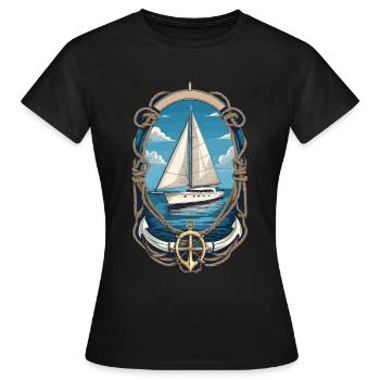 âSailboat adventure on the high seas - Women's T-Shirt - black - Front - AI Model Female 172 dark (172cm)