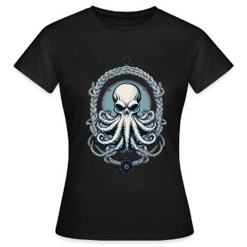 Pieuvre Monstre Marin Style Vintage - T-shirt Femme - noir - Devant - AI Model Female 172 dark (172cm)