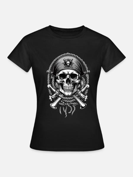Drapeaux de pirate crâne Jolly Roger costume de pirate - T-shirt Femme - noir