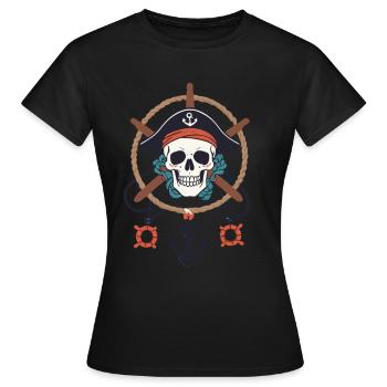 Drôle de Pirate Tenue Jolly Roger Design - T-shirt Femme - noir - Devant - AI Model Female 172 dark (172cm)