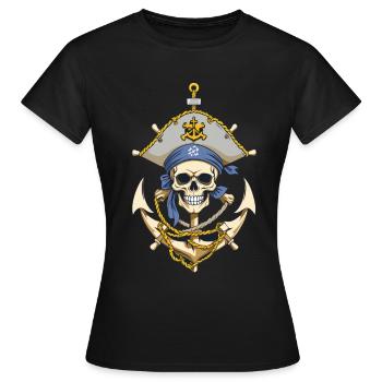 Drôle de Pirate Tenue Jolly Roger Design - T-shirt Femme - noir - Devant - AI Model Female 172 dark (172cm)