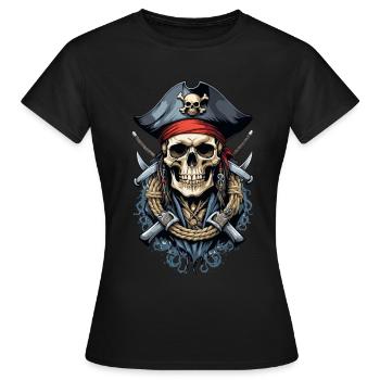 Costume de Pirate Drapeau Drapeau Jolly Roger - T-shirt Femme - noir - Devant - AI Model Female 172 dark (172cm)
