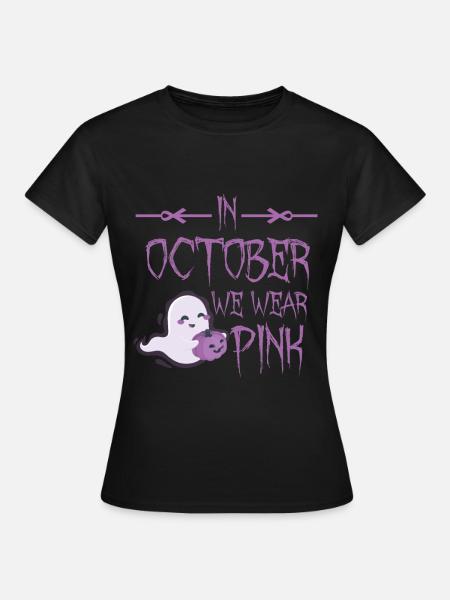 Söpö aave kurpitsan kanssa lokakuussa käytämme vaaleanpunaista - Dame-T-shirt - sort
