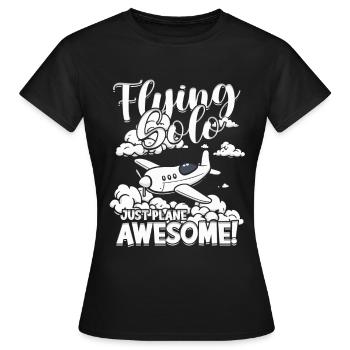 Premier vol en solo Voler en solo Just Plane Awesome - T-shirt Femme - noir - Devant - AI Model Female 172 dark (172cm)
