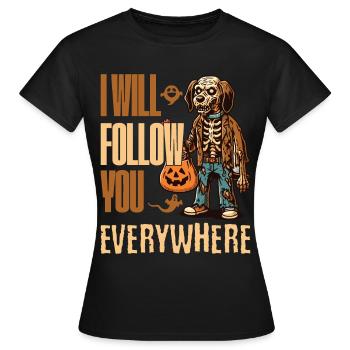 Halloween Gruseliger Hund Begleiter - Frauen T-Shirt - Schwarz - Vorne - AI Model Female 172 dark (172cm)