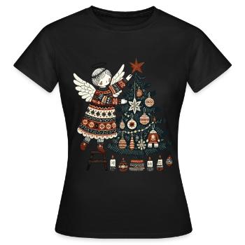 Weihnachtlicher Engel Im Skandinavischen - Frauen T-Shirt - Schwarz - Vorne - AI Model Female 172 dark (172cm)