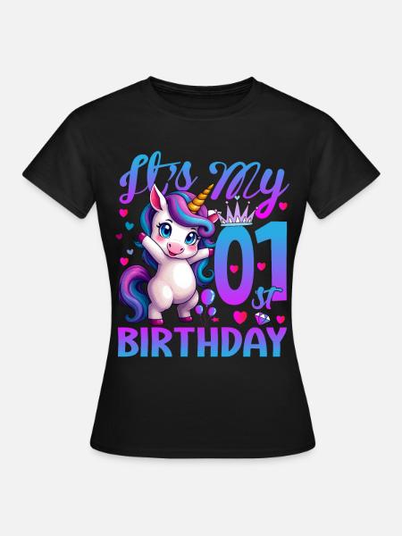 1. Geburtstag Einhorn Es ist mein 1. Geburtstag - Frauen T-Shirt - Schwarz