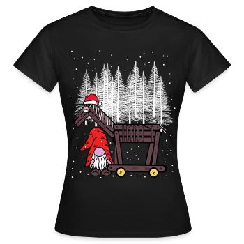 Père Noël Père Noël Père Noël Cheval - T-shirt Femme - noir - Devant - AI Model Female 172 dark (172cm)