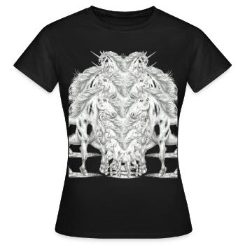 Einhorn Einhörner Fabelwesen Fabeltiere Fabel - Frauen T-Shirt - Schwarz - Vorne - AI Model Female 172 dark (172cm)