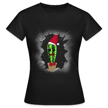Saint-Nicolas Belle-mère Noël Cactus - T-shirt Femme - noir - Devant - AI Model Female 172 dark (172cm)
