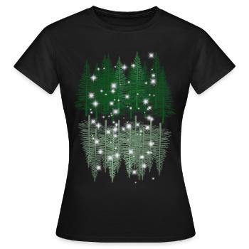 Forest Nature Reflection Nature Lover Spruce Trees - Women's T-Shirt - black - Front - AI Model Female 172 dark (172cm)
