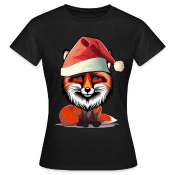 Weihnachtsmann Nikolaus Fuchs spaßig lustig - Frauen T-Shirt - Schwarz - Vorne - AI Model Female 172 dark (172cm)