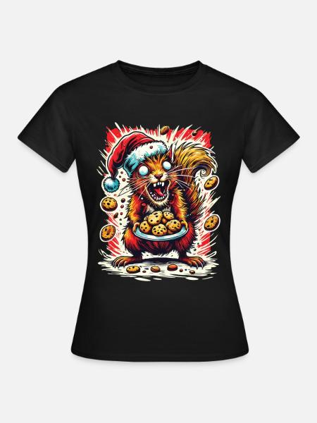 Weihnachtsstress Lustig Mama Eichhörnchen - Frauen T-Shirt - Schwarz