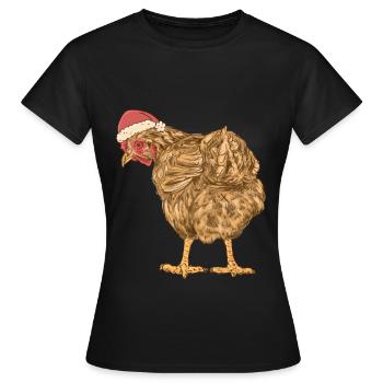 Huhn Nikolaus Henne Weihnachtsmann Federvieh Xmas - Frauen T-Shirt - Schwarz - Vorne - AI Model Female 172 dark (172cm)