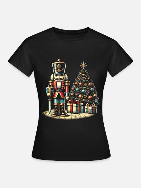 Nussknacker Und Weihnachtsbaum Kunst - Frauen T-Shirt - Schwarz