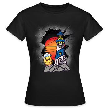 Seefahrt Matrosen Küken Leuchtturm maritim - Frauen T-Shirt - Schwarz - Vorne - AI Model Female 172 dark (172cm)