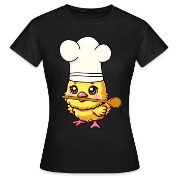 Cuisinier Cuisiniers Cuisinier Cuisinier Poulet poussin - T-shirt Femme - noir - Devant - AI Model Female 172 dark (172cm)