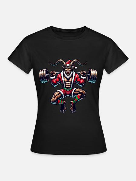 Weihnachtlicher Krampus Bodybuilder Muskeltraining - Frauen T-Shirt - Schwarz