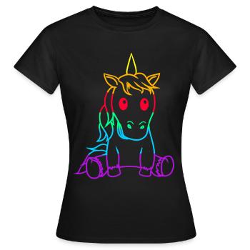 LGBT Einhorn Gay Pride Regenbogenfahne Pferd - Frauen T-Shirt - Schwarz - Vorne - AI Model Female 172 dark (172cm)