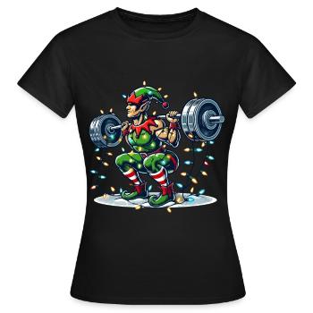 Entraînement d’haltères elfes de renforcement musculaire de Noël - T-shirt Femme - noir - Devant - AI Model Female 172 dark (172cm)