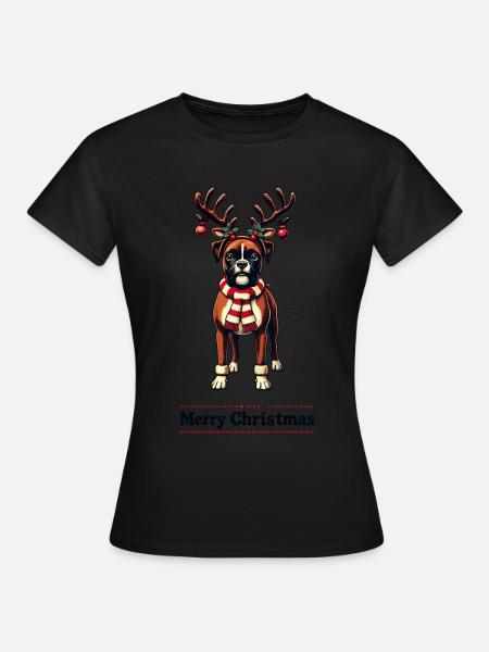 Joyeux Noël Boxer Chien Motif - T-shirt Femme - noir