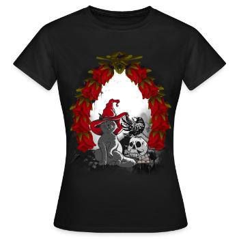 Mystique Conte de fées Conte de fées Personnage Chat de Noël - T-shirt Femme - noir - Devant - AI Model Female 172 dark (172cm)