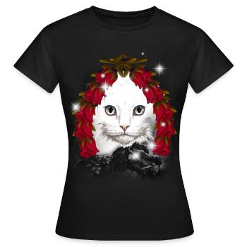 Cadeau de Noël Chat Conte de fées Conte de fées Personnage Noël - T-shirt Femme - noir - Devant - AI Model Female 172 dark (172cm)